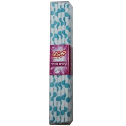 קשים מנייר 25 יח-לבן עם עיגולים תכלת