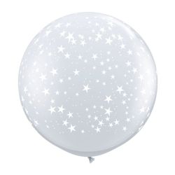 בלון Q3feet-מודפס כוכבים קטנים שקוף-2יח בשקית
