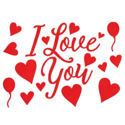 מדבקות מסרים לבלון בועה- I LOVE U אדום