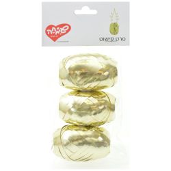 ביצי קישוט סרט מטאלי 3 יח - זהב בהיר