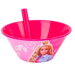 קערת פלסטיק עם קשית - ברבי קלאסית