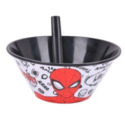 קערת פלסטיק עם קשית - ספיידרמן אייקונים