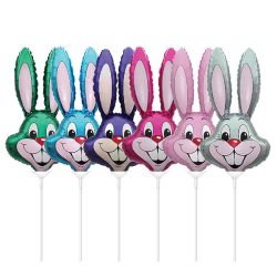 בלון על מקל 9- ראש ארנב כחול/כסוף/סגול/ירוק ופוקסיה