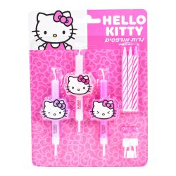 סט 6 נרות מודפסים - לב הלו קיטי