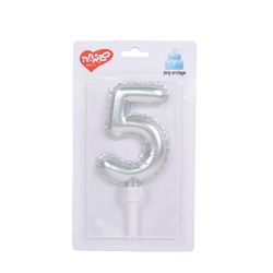 נר מספר ענק פויל כסף- 5