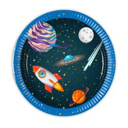 צלחות נייר 20סמ 8יח-חללית