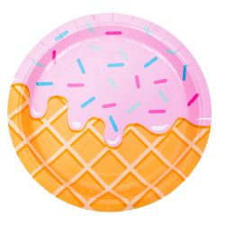 צלחות נייר 23 סמ עגולות 8 יח - גלידה