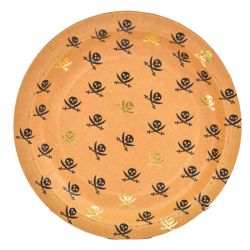 צלחות נייר 20 סמ קראפט פרימיום הטבעת זהב 8 יח-פיראטים