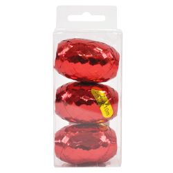 ביצי קישוט סרט מטאלי 3 יח – אדום מטאלי