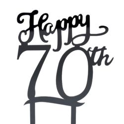 טופר אקרילי לעוגה 1יח-HAPPY 70 שחור