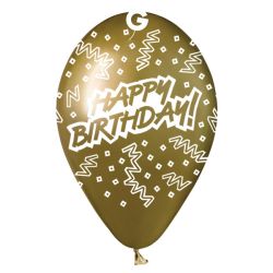 בלון GBS120 מודפס מבריק זהב זרם יום הולדת 088 (אנגלית)