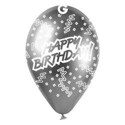 בלון GBS120 מודפס מבריק כסף זרם יום הולדת שמח 089 (אנגלית)