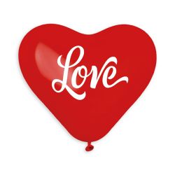 בלון CRS לב מודפס LOVE מחובר (אדום 45) 100יח