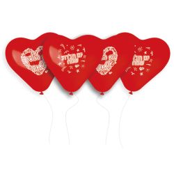 בלון CRS17 לב מודפס יום הולדת שמח (אדום 45) 25יח