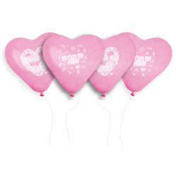 בלון CRS17 לב מודפס יום הולדת שמח (ורוד 06) 25יח