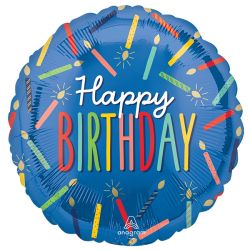 בלון מיילר 18 עגול - HB כחול עם נירות צבעוניים