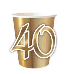 כוסות נייר 6יח-זהב עם מספר צורני-40