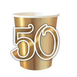 כוסות נייר 6יח-זהב עם מספר צורני-50