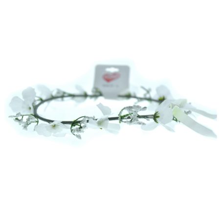 זר יום הולדת לראש עם פרחים - לבן