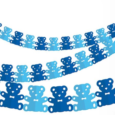 שרשרת נייר כחולה - דובי