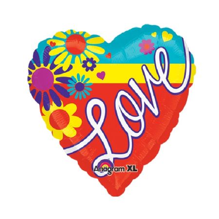 בלון מיילר 21-אנגלית Love לב צבעוני