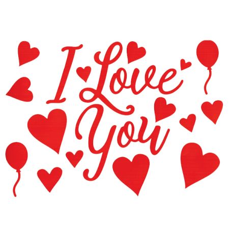 מדבקות מסרים לבלון בועה- I LOVE U אדום