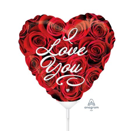 בלון על מקל 4- ILOVEU ורדים