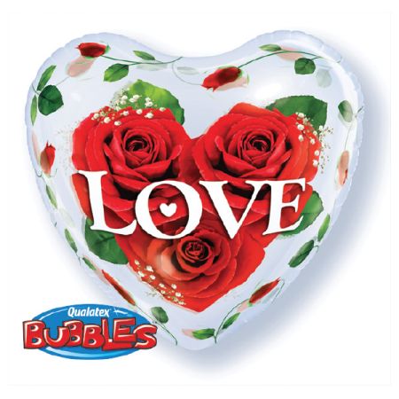 בלון Q22 סינגל בבל לב שושנים  1 יח