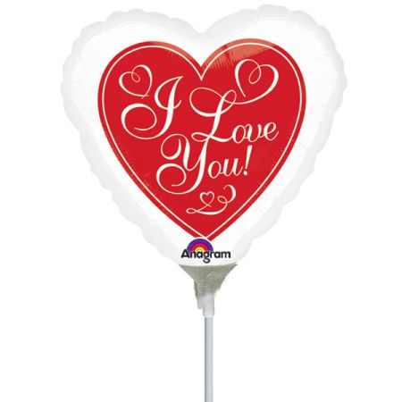 בלון על מקל 4- I LOVE U מסגרת לבנה