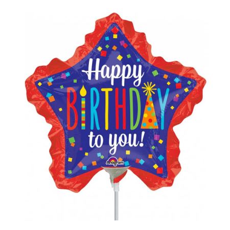 בלון על מקל 9- קונפטי כוכב