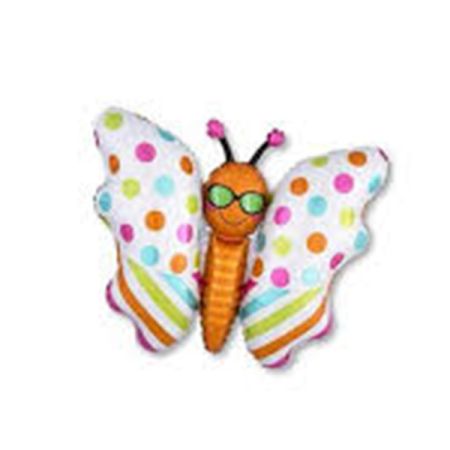 בלון על מקל 9- פרפר נקודות ופסים צבעוני