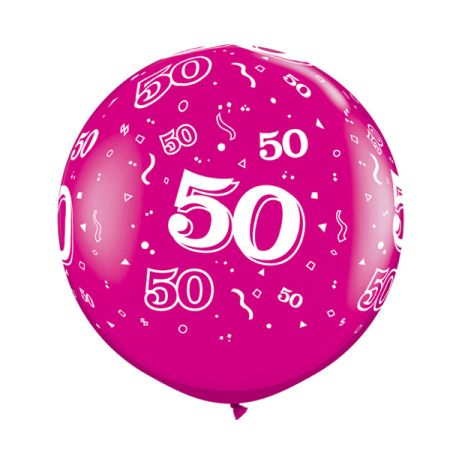 בלון Q3feet-מודפס גיל 50 אדום-2יח בשקית