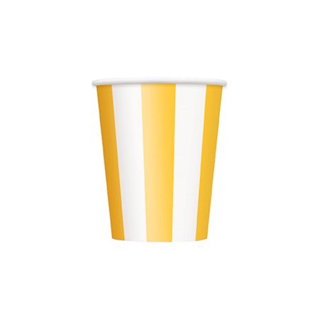 כוסות נייר 6יח-צהוב עם פסים 38036