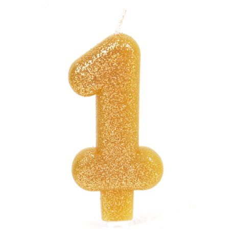 נר מנצנץ זהב עם מעמד - ספרה 1
