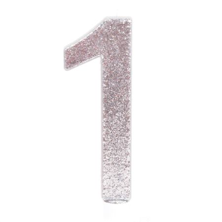 נר גדול מנצנץ מעמד לבן כסף - ספרה 1