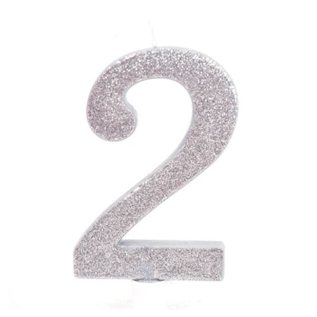 נר גדול מנצנץ מעמד לבן כסף - ספרה 2