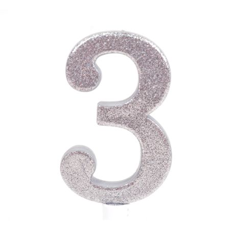 נר גדול מנצנץ מעמד לבן כסף - ספרה 3