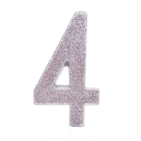 נר גדול מנצנץ מעמד לבן כסף - ספרה 4