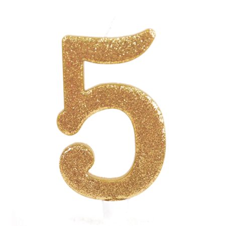 נר גדול מנצנץ מעמד לבן זהב - ספרה 5