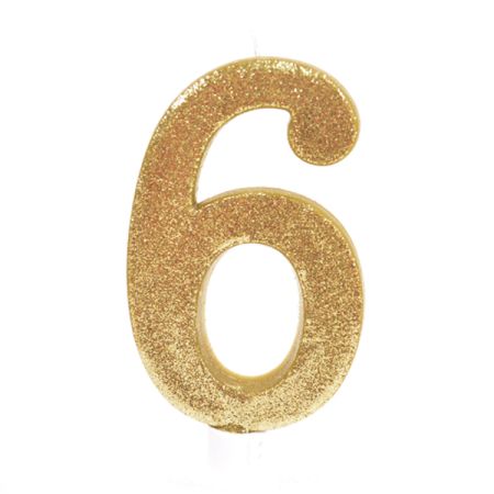 נר גדול מנצנץ מעמד לבן זהב - ספרה 6