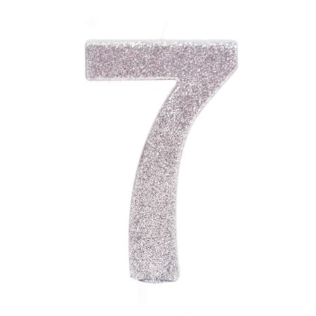 נר גדול מנצנץ מעמד לבן כסף - ספרה 7