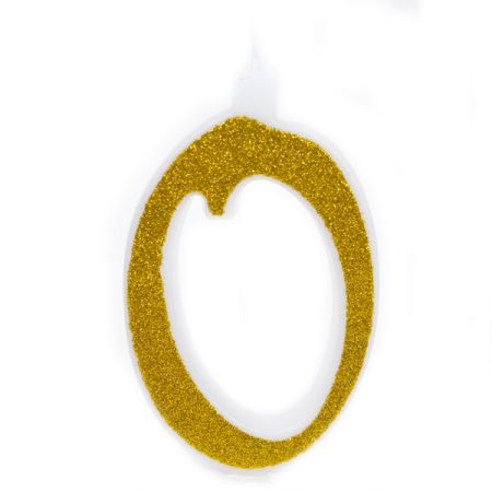 נר מספר ענק נצנצים זהב ולבן 0