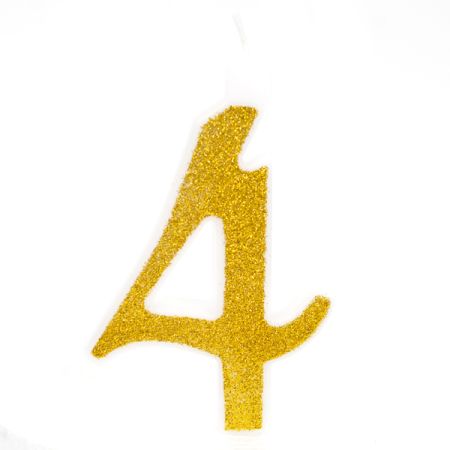 נר מספר ענק נצנצים זהב ולבן 4