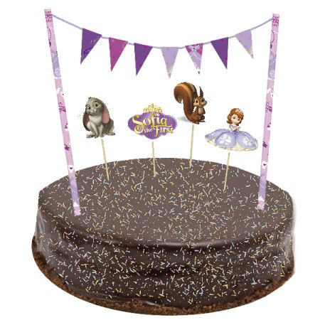 ערכה לעוגה דגלונים ודמויות-הנסיכה סופיה