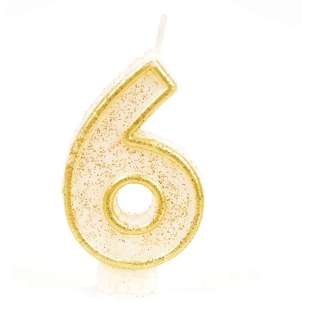 נר ספרה בודד זהב נוצץ-6