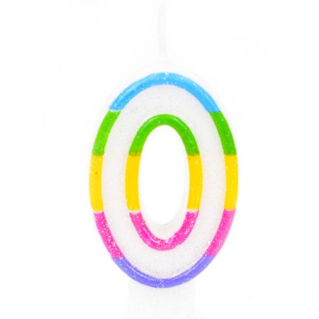 נר ספרה בודד נוצץ צבעוני-0