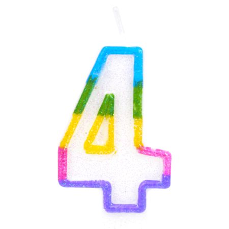 נר ספרה בודד נוצץ צבעוני-4