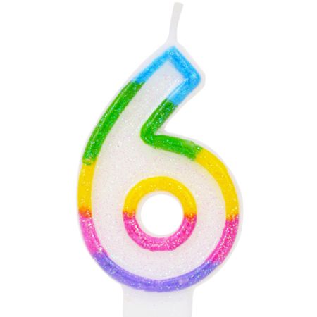 נר ספרה בודד נוצץ צבעוני-6