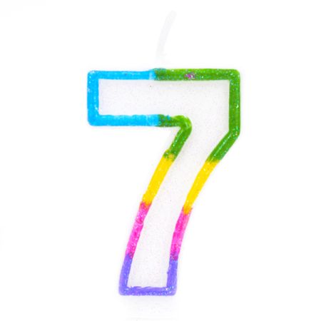 נר ספרה בודד נוצץ צבעוני-7