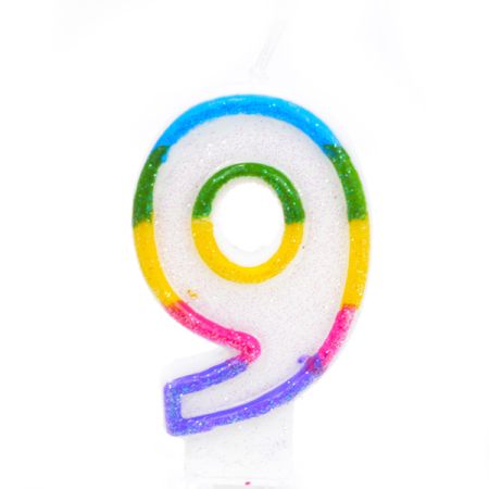 נר ספרה בודד נוצץ צבעוני-9